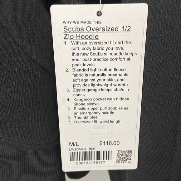 NWT Lululemon Scuba Oversized 1/2 Zip Hoodie Black Size M/L - Picture 6 of 11